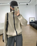 Ebbgo  -  outfit ideas New Autumn And Winter Cashmere Zipper Cardigan Women's Loose Cashmere Sweater Cardigan Female Coat