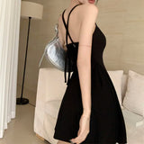 Ebbgo  -  Summer Backless Sexy Dress Strap Mini Dress Women Evening Club Outfits Sleeveless Bodycon Black Party Dress