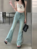 Ebbgo  Vintage High Waist Slim Fit Stretch Jeans Women 2024 Spring Summer Korean Fashion Y2k Denim Casual Split Flare Pants