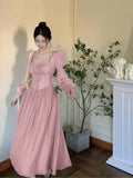 Ebbgo  -  Summer New French Elegant Fashion Fairy Long Dresses For Women Lantern Sleeve Beach Holiday Dress Female Party Vestidos Robes