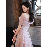 Ebbgo  -  Dresses gala ball gown Sequined dinner dress party evening gowns Pink Bridesmaid L0322