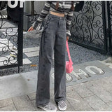 Ebbgo   harajuku hollow out Chain design Slim jeans woman 2021 high waist leisure streetwear Commute high quality strgight pants