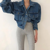 Ebbgo  Coats Jackets Women Top 2022 Sexy Puff Long Sleeve Y2k Clothes Cropped Jacket Streetwear Women's Denim Shirt