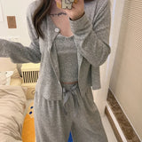 Ebbgo  3PC Winter Pajamas Suit Spring Nightwear Home Clothes Casual Pyjamas Sleep Set Long Sleeve Women Sleepwear PJS Lingerie