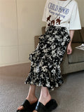 Ebbgo  S-XL Maxi Skirts Women Florals Chic Loose A-Line Fashion Casual High Waist Summer Printed Office Lady Streetwear