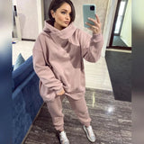 Ebbgo  -  Fashion Women's Sweatshirt Two-piece Set Autumn Winter Casual Streetwear Loose Hoodie Sports Sweatpants Suit 2-piece Suit Woman