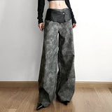 Ebbgo  Classic Vintage All-match Casual Trendy Cool Youth Vitality Women's Patchwork Gender-free Wide Leg Pants Trousers