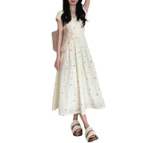 Ebbgo  -  Women's Summer New Polka Dot Design Sense V-neck Show Face Small Waist Show Thin Pure Ballet Dress Women's Dress