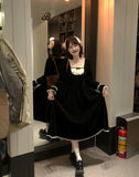 Ebbgo  -  Milk Lovely Gold Long Lace Pearl Court Velvet Skirt Dress Japanese Style Sweet Suit