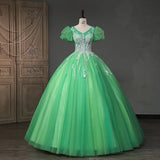 Ebbgo  -  Green dinner dress party evening gown floral  ball gown Banquet h776