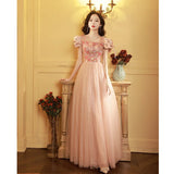 Ebbgo  -  Dinner dress pink party evening gown floral princess L0560