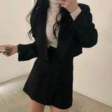 Ebbgo  Gray Design High-end Women's Suit Skirt Spring and Autumn Suit Jacket Commuter Casual Skirt Fashion Two-piece Thin Coat Blazer