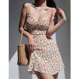 Ebbgo  -  Summer Strapless Pleated Women Chiffon Dresses Female High Waist Spaghetti Strap Mini Dress Mujer Vestidos