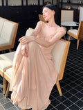 Ebbgo  -  New Elegant Fashion Summer Pleats Dresses for Women Drawstring Evening Party Korean Pink Bodycon Female Clothing