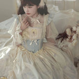 Ebbgo  -  Lolita Dress JSK Fairy Full Fall/Winter Dream Doll Bow Lace Ruffled Kawaii Princess Dress Purple Blue