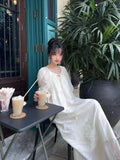 Ebbgo  -  French Vintage Midi Dress Women Casual Long Sleeve Elegant Dress Beach Style Even Party Clothing Korean Fashion Chic