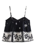 Ebbgo  -  Print Crop Top For Women Sexy Backless Slip Camis Tops Ruched Beach Vacation Tank Female Straps Holiday Summer Srteerwear