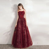 Ebbgo  -  Bride dresses gala party dress Red Banquet Long Simple wine red ball gown H882