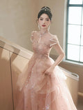 Ebbgo  -  Evening Dresses gala pink Chinese style retro gown High-End Princess Vocal Music Art Test Performance Dress H577