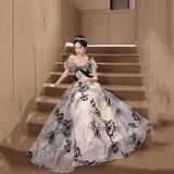 Ebbgo  -  Evening dress ink painting High sense banquet special interest light luxury dresses l0898