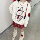 Ebbgo  -   Harajuku Kawaii Sweater Women Japanese Cartoon Preppy Style Loose Knitted Sweater E Girl Autumn Winter Y2K Casual Tops