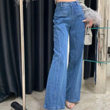 Ebbgo   Vintage Fashion Women's Bows Wide Leg Straight Jeans 2024 Spring Summer Trendy New Items High Waist Denim Pants Female