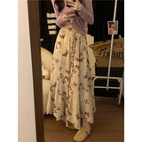 Ebbgo  Lace Up Summer High Waist Slim A-line Butterfly Skirts Vintage Faldas Mujer 2024 Maxi Irregular Skirt Beach Y2k Korean Style