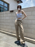 Ebbgo  -  High Waist Flanged Overalls Loose Casual Pants Spring Retro Slim Straight Pants Wide Leg Pants Women