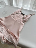 Ebbgo  2024 Pink High Quality Satin Rhinestone Halter Dresses Sexy Cute Sheath Ultra Short Dresses Sweetheart One-piece Dresses