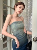 Ebbgo  Women's Fashion Sleeveless Denim Dress Summer High Waist y2k Streetwear Female Elegant Bodycon Sexy Party Midi Dresses