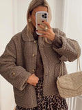 Ebbgo  -  Casual Lapel Single Breasted Lamb Wool Coats For Women Fashion Pockets Solid Oversized Jackets Lady Autumn Warm Streetwear