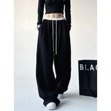 Ebbgo  -  Black Sweatpants Women Korean Autumn Casual Baggy Pants Vintage Harajuku Streetwear Straight Sports Trousers Fashion