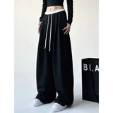 Ebbgo  -  Black Sweatpants Women Korean Autumn Casual Baggy Pants Vintage Harajuku Streetwear Straight Sports Trousers Fashion