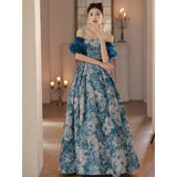 Ebbgo  -  Evening dresses Flower jacquard weave Ball dress Elegant dinner party princess Banquet