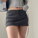 Ebbgo   Grey Micro Skirt for Women 2023 Summer Slim Low Waist Sexy Mini Skirt Shorts Casual Basic Y2k Skort Gyaru Korean Fashion