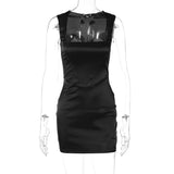 Ebbgo  -  Temperament New Women's Fit Shaping Commuter Style Zipper Square Neck Solid Color Dress