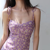 Ebbgo  Summer Dresses For Woman  Party Sleeveless Y2k Sling Sexy Casual Aesthetic Floral Print Midi High Waist Harajuku Female Clothing