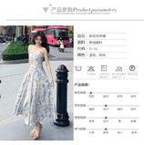 Ebbgo  Summer Elegant Beach Holiday Dress 2024 New Women Vintage Pearl Sweet Wedding Midi Lady Dress Female Princess Evening Long Dress