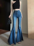 Ebbgo  -  Sweet Hot Girl Retro Washed Distressed Jeans Women's Spring/Summer High Waisted Flared Floor Long Pants Fashion Female Clothes