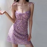 Ebbgo  Summer Dresses For Woman  Party Sleeveless Y2k Sling Sexy Casual Aesthetic Floral Print Midi High Waist Harajuku Female Clothing