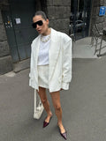 Ebbgo  -  fall outfit Elegant White Linen Oversized Suit Coat Women Casual Loose Long Sleeve Lapel Blazer Jacket Autumn Fashion Lady Street Outerwear