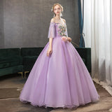 Ebbgo  -  Dinner dresses gala Purple Wedding Dress flower party Maxi Long ball gown H779