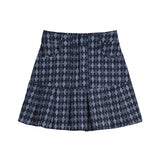 Ebbgo  -  Sweet Hot Girl Plaid Denim Short Skirt for Women's Summer High Waisted Anti Glare A-line Denim Skirt Fashion Female Clothes