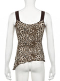 Ebbgo  -  Sexy Leopard Print Patchwork Camis Top Slim Deep V-Neck Sleeveless Tank Tops Women Summer Fashion Streetwear Ladies