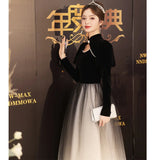 Ebbgo  -  Prom Dress Evening dresses Dinner Party Long Sleeve Black Banquet Elegant gala cocktail graduation ball gown H281