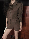 Ebbgo  New Arrival Knitwear Suits Gentle Daily Spring Chic Sweaters Elegant Camping 2024 Office Lady Wide Leg Shorts Sets