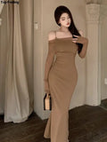 Ebbgo  Women's Sexy Bodycon Evening Party Prom Dresses Autumn Long Sleeve Office Lady Slim Vestidos Female Elegant Clothing