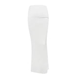 Ebbgo  - Sexy Women's Tint Temperament Slim Fit Wrap Hip Skirt Spicy Girl Half Skirt Elegant Fishtail Skirt White Long Skirt