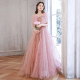 Ebbgo  -  Evening dresses Pink Lace ball gown Banquet Graduation dress Elegant lace Long Guest for Dinner Party Birthday H892