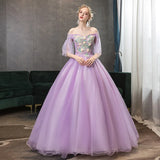 Ebbgo  -  Dinner dresses gala Purple Wedding Dress flower party Maxi Long ball gown H779